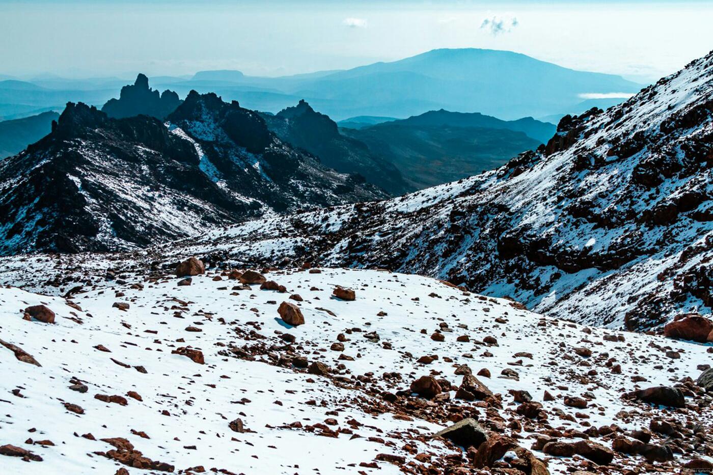 Snowy peaks of Mount Kenya